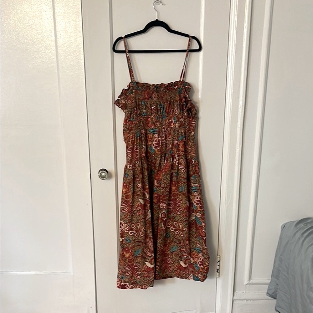 Ulla Johnson Lisbet Brown Midi Sundress with Spaghetti Straps - Picture 8 of 12